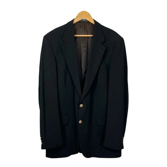 Stafford 100% Worsted Wool‎ Sport Coat Suit Jacket Black Men Size 42XT - Picture 1 of 8